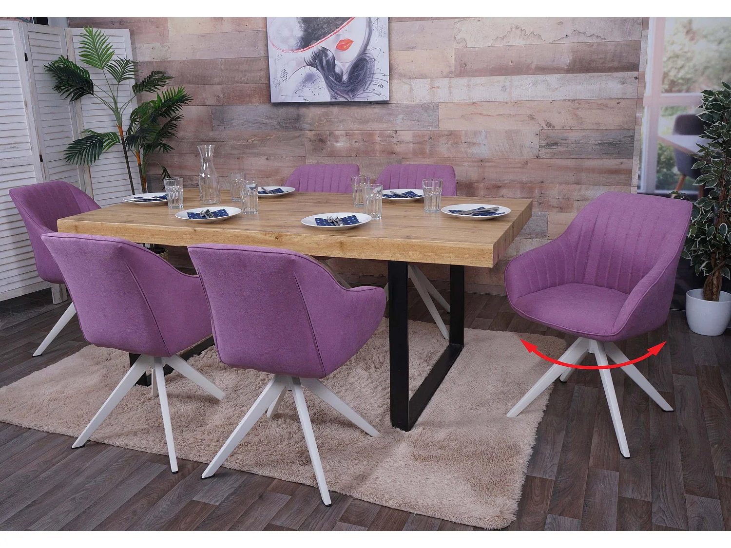 Chaise de salle à manger MCW-K27 (lot de 6),  violet