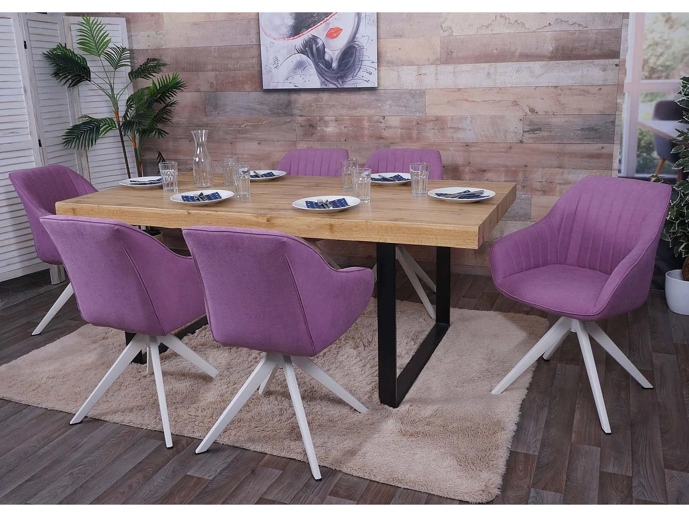 Chaise de salle à manger MCW-K27 (lot de 6),  violet