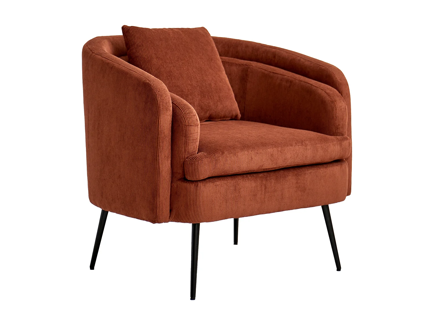 Fauteuil de salon en métal et velours côtelé terracotta