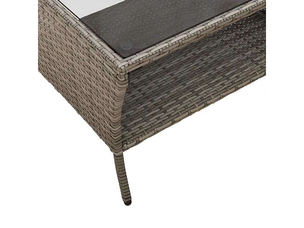 Sofá de jardim 2 lugares com almofadões vime PE cinzento