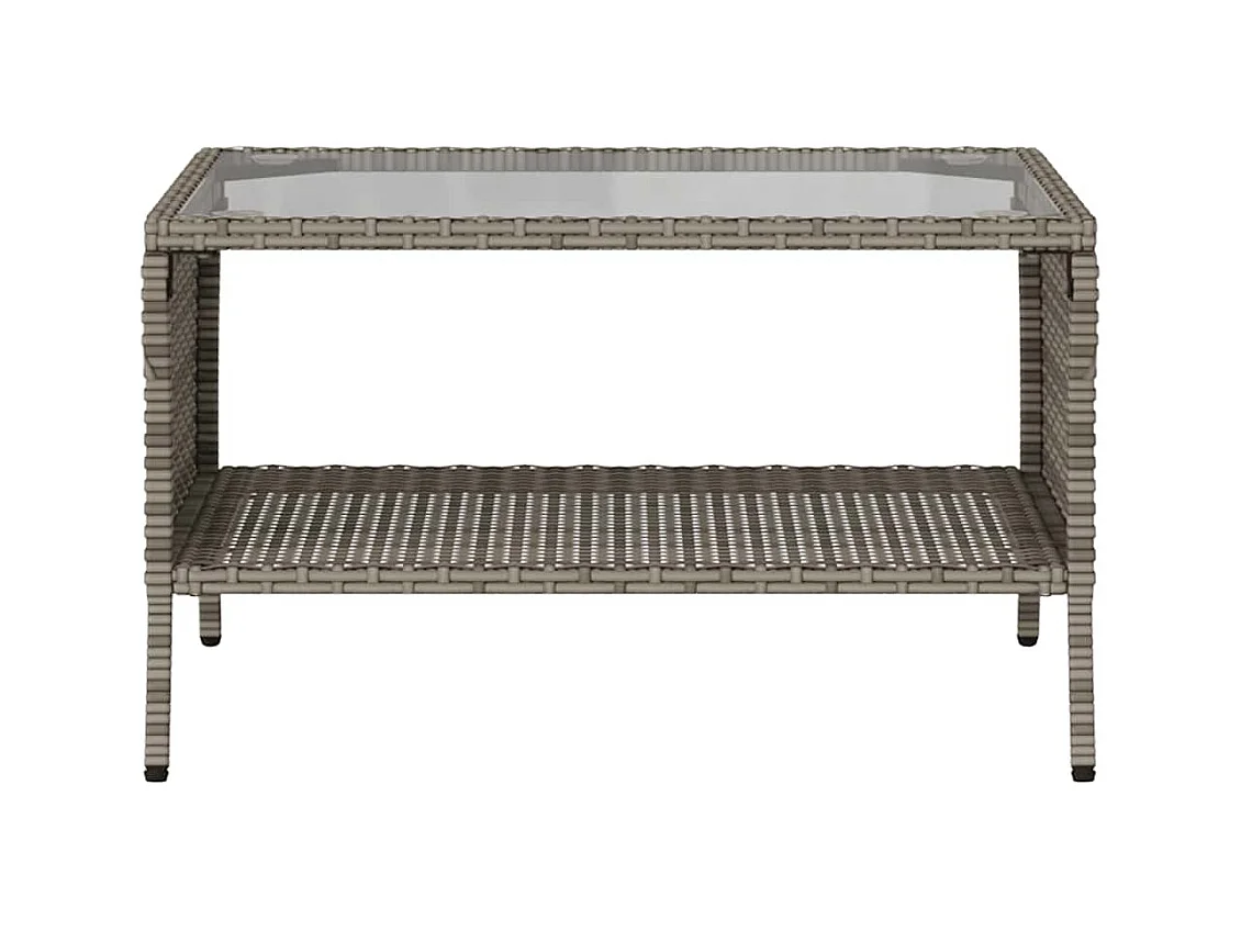 Canapé de jardin 2 places coussins et table gris résine tressée