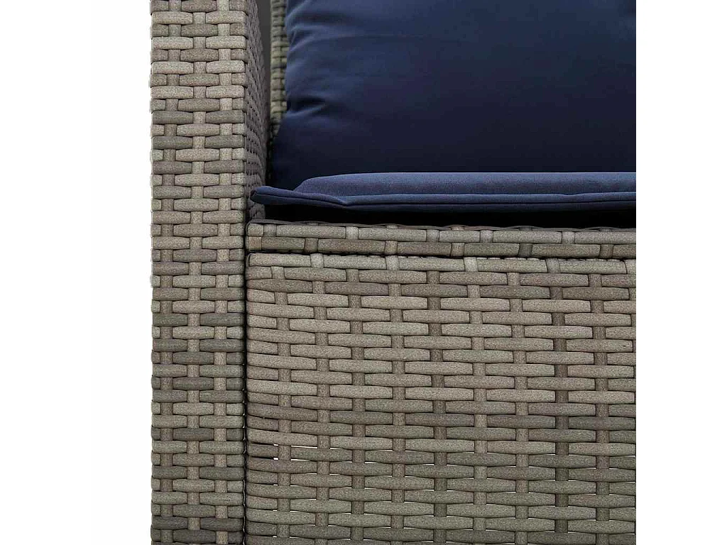 Canapé de jardin 2 places coussins et table gris résine tressée