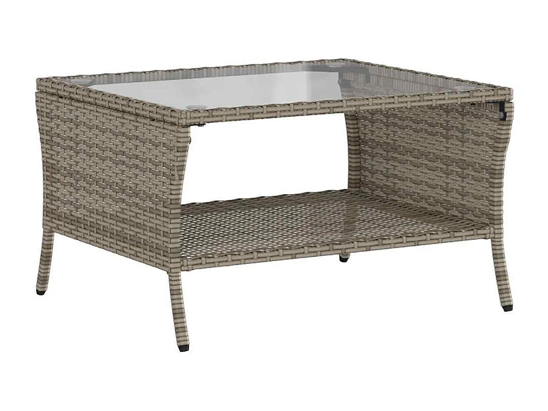 Canapé de jardin 2 places coussins et table gris résine tressée