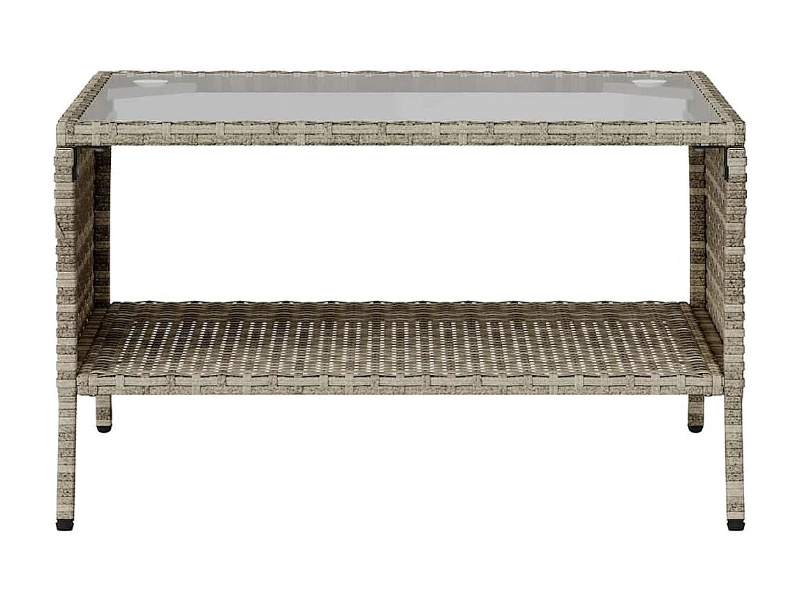 Canapé de jardin 2places coussins et table gris clair polyrotin