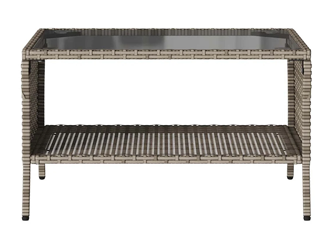 Sofá de jardim 2 lugares com almofadões vime PE cinzento