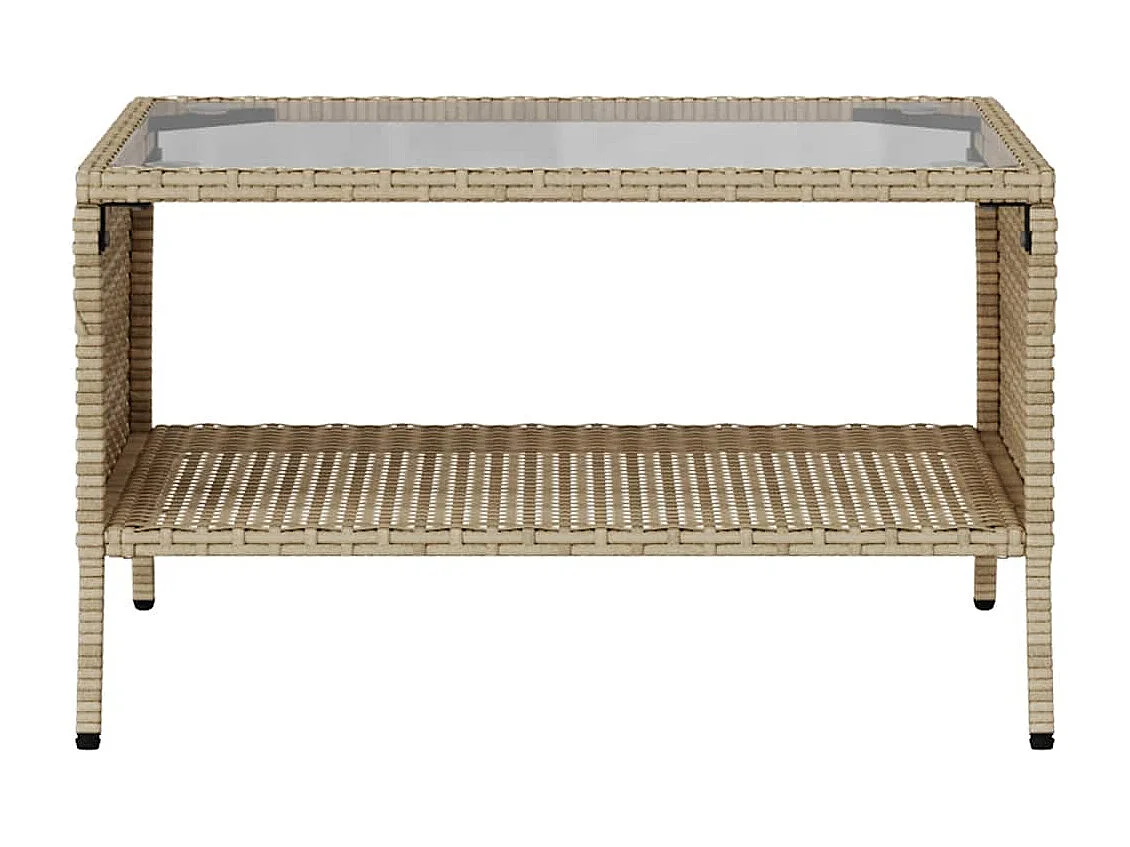 Divano Giardino 2 Posti con Cuscini e Tavolo Beige Polyrattan