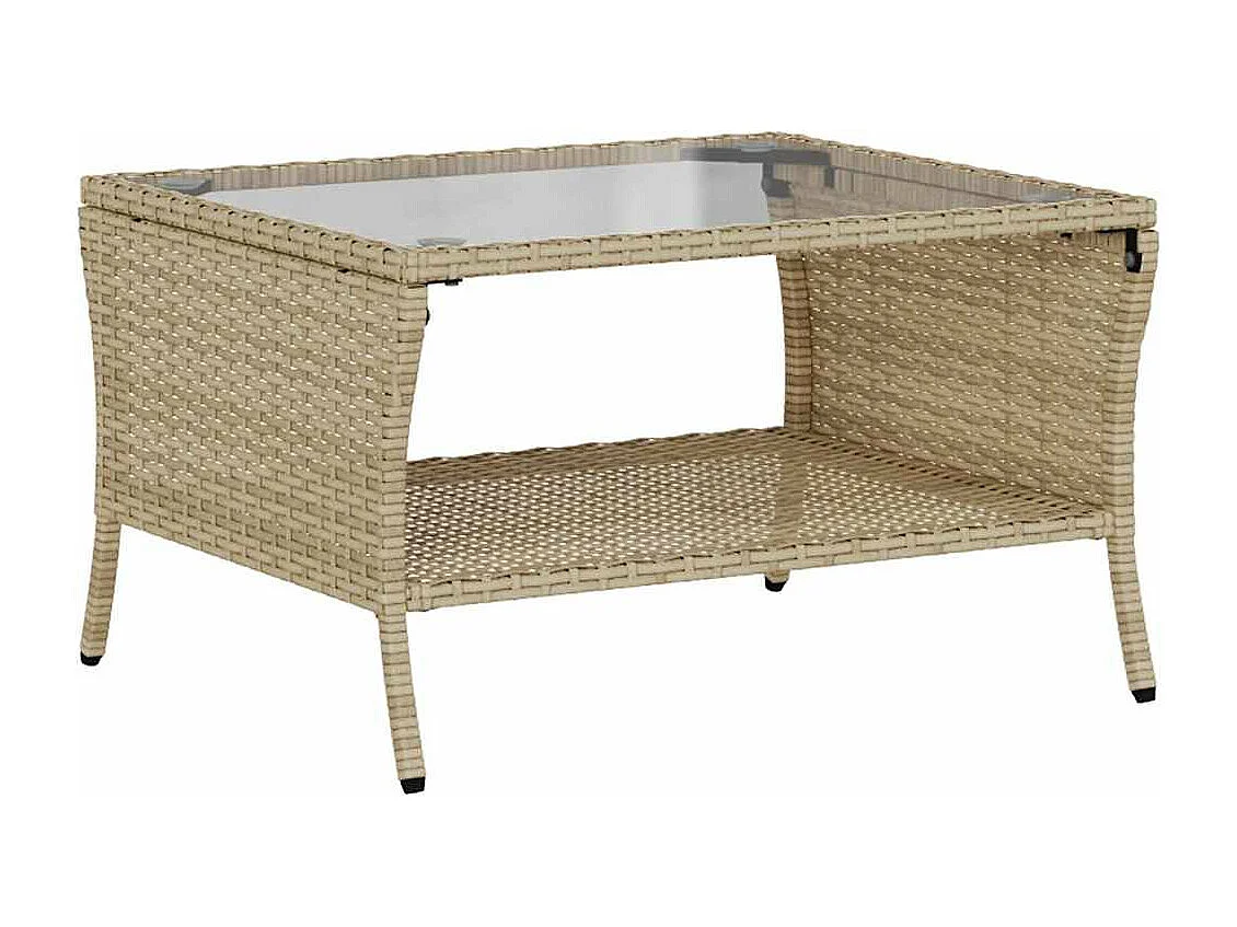 Divano Giardino 2 Posti con Cuscini e Tavolo Beige Polyrattan