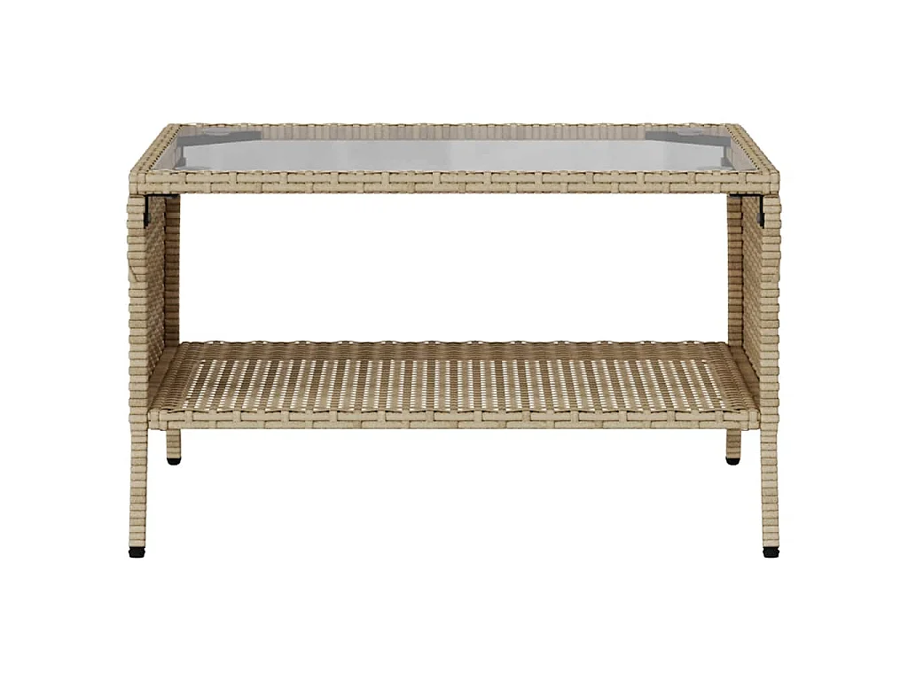 Gartensofa 2-Sitzer mit Kissen & Tisch Beige Poly Rattan