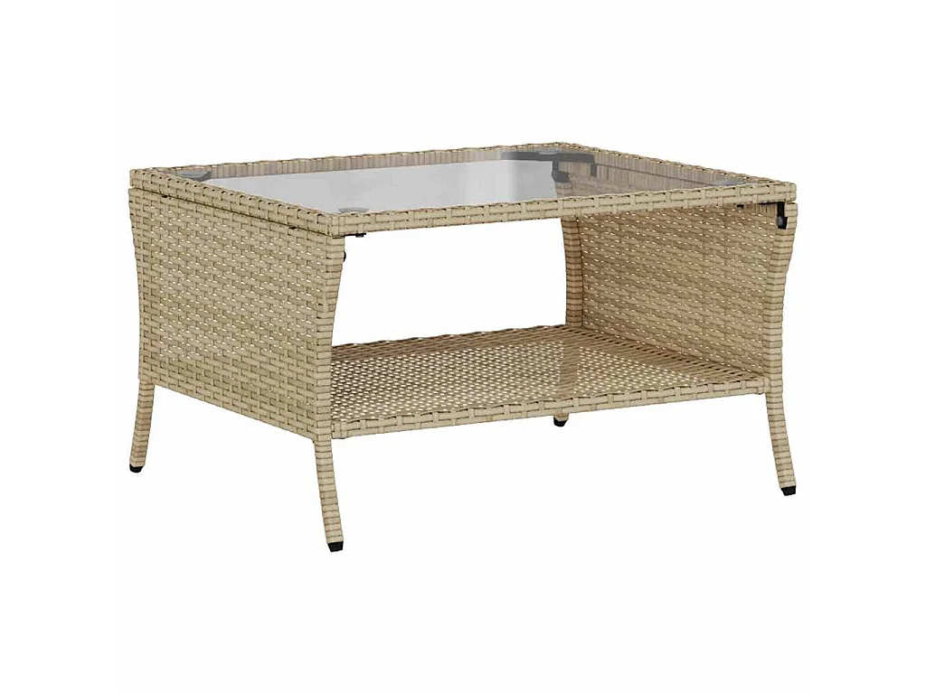 Gartensofa 2-Sitzer mit Kissen & Tisch Beige Poly Rattan