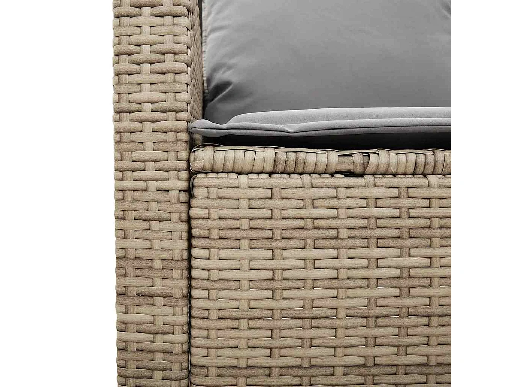Gartensofa 2-Sitzer mit Kissen & Tisch Beige Poly Rattan