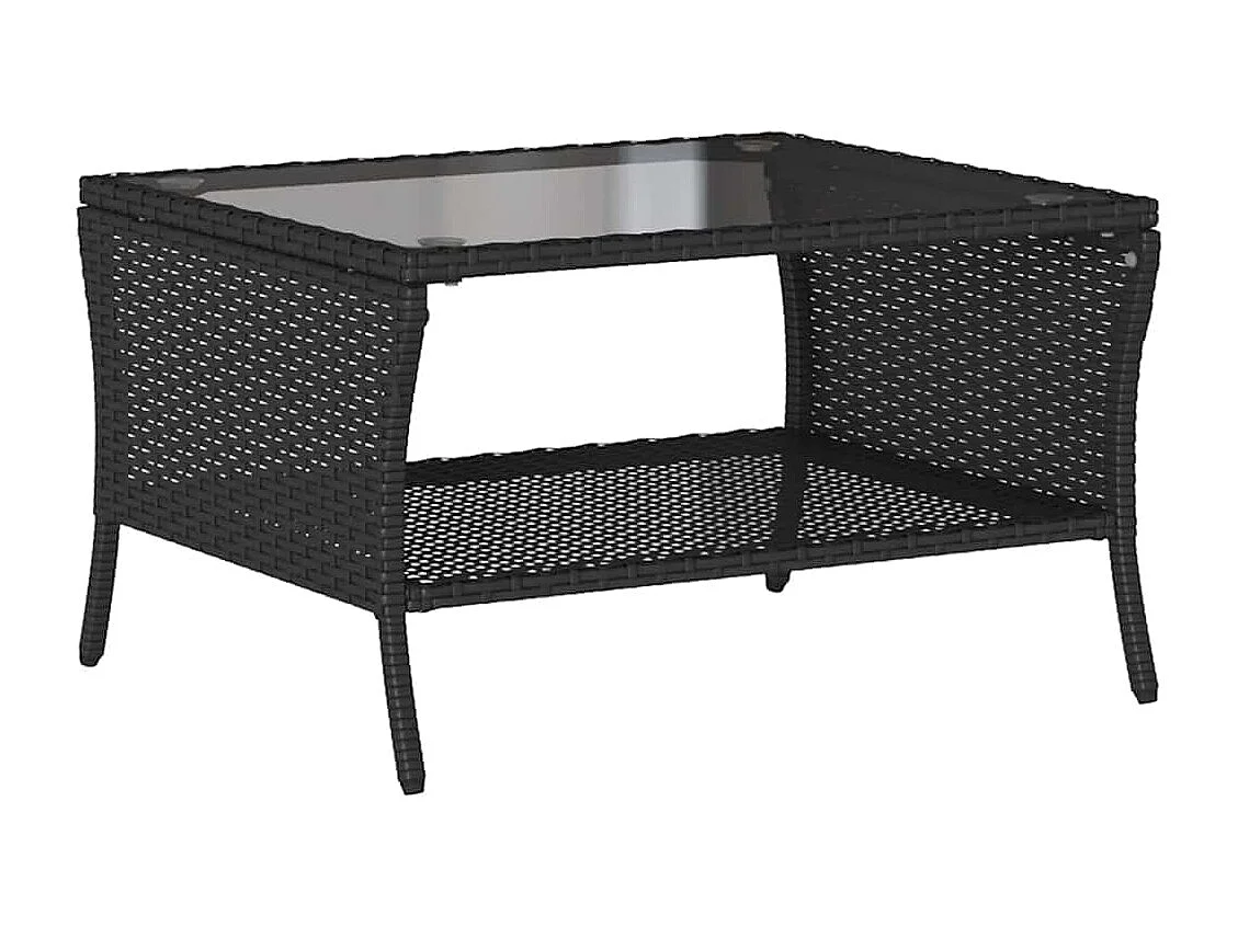 Canapé de jardin 2 places coussins et table noir résine tressée