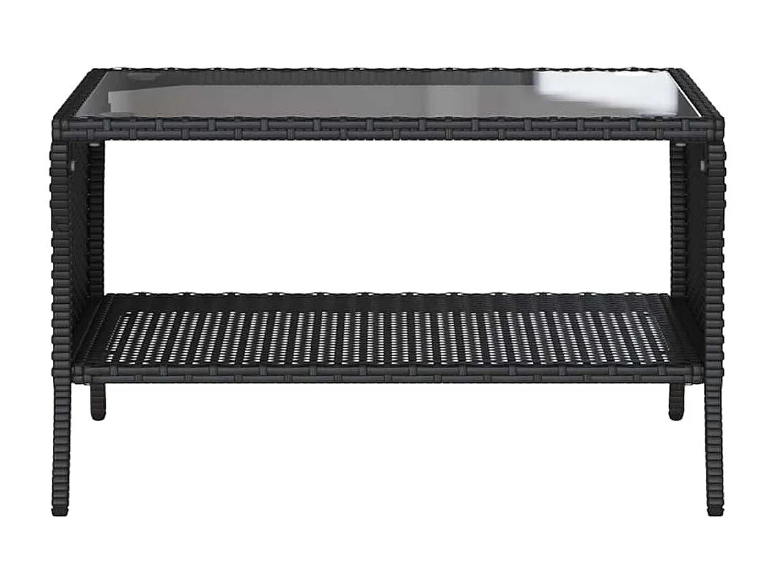 Canapé de jardin 2 places coussins et table noir résine tressée