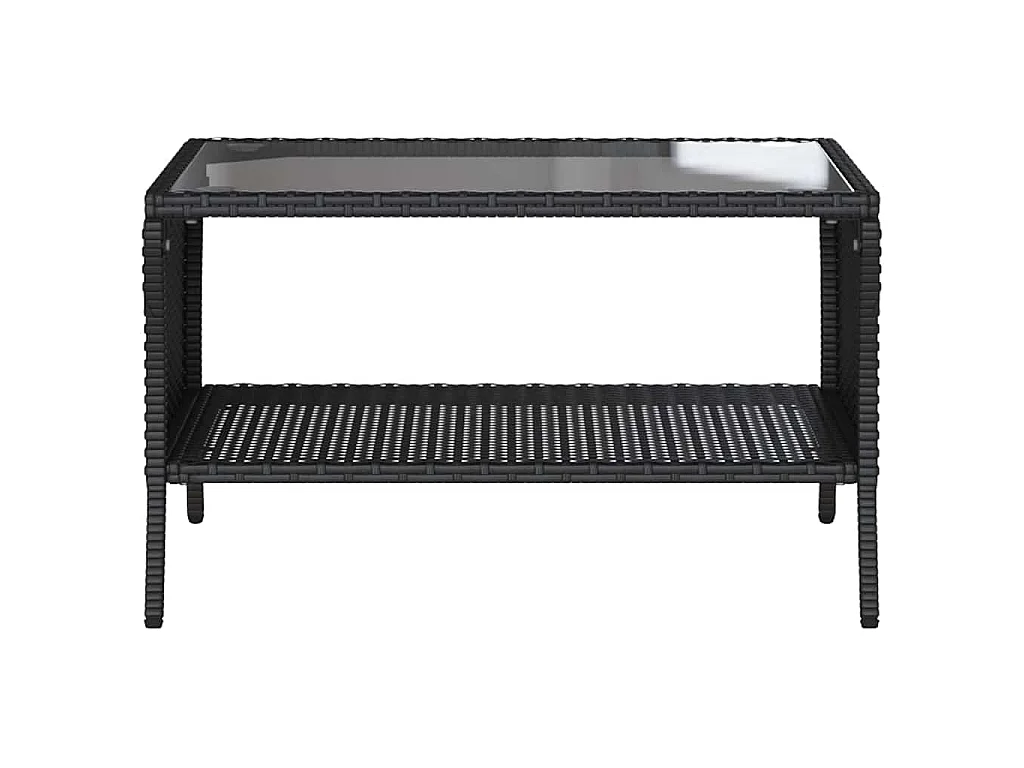 Tuinbank 2-zits met kussens & tafel poly rattan zwart