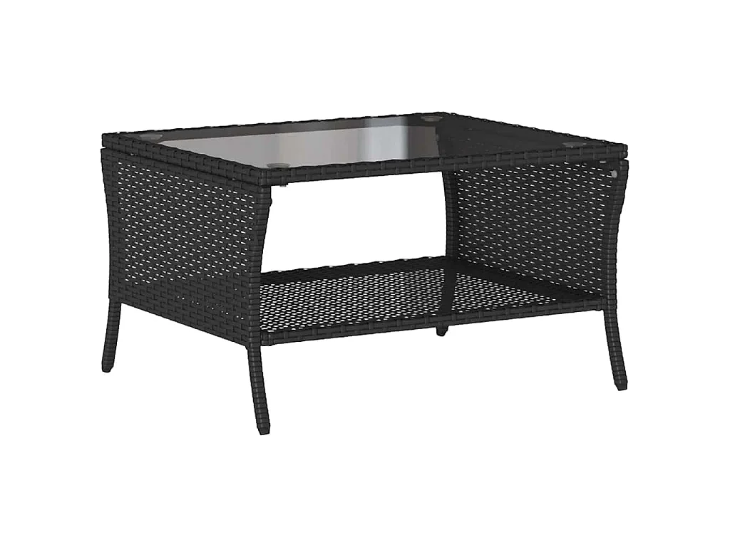 Tuinbank 2-zits met kussens & tafel poly rattan zwart