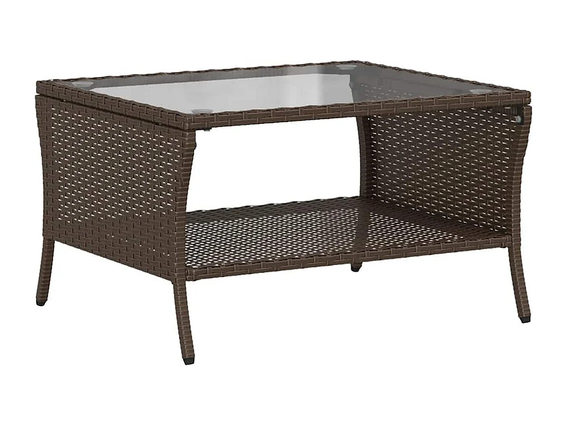 Divano a 2 Posti con Cuscini e Tavolo Marrone Polyrattan