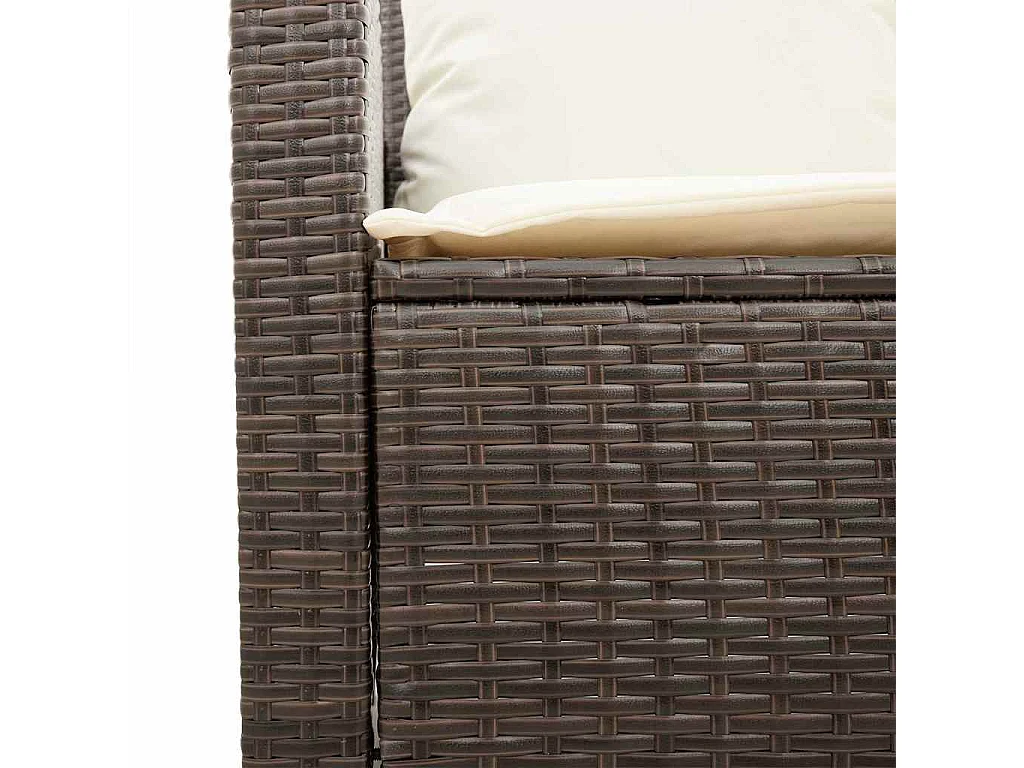 Divano a 2 Posti con Cuscini e Tavolo Marrone Polyrattan