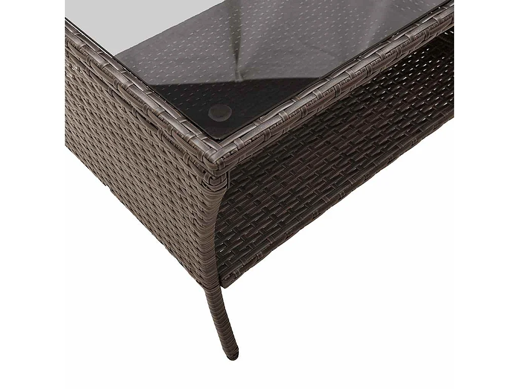 Divano a 2 Posti con Cuscini e Tavolo Marrone Polyrattan