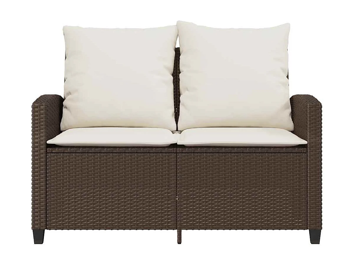 Tuinbank 2-zits met kussens & tafel poly rattan bruin