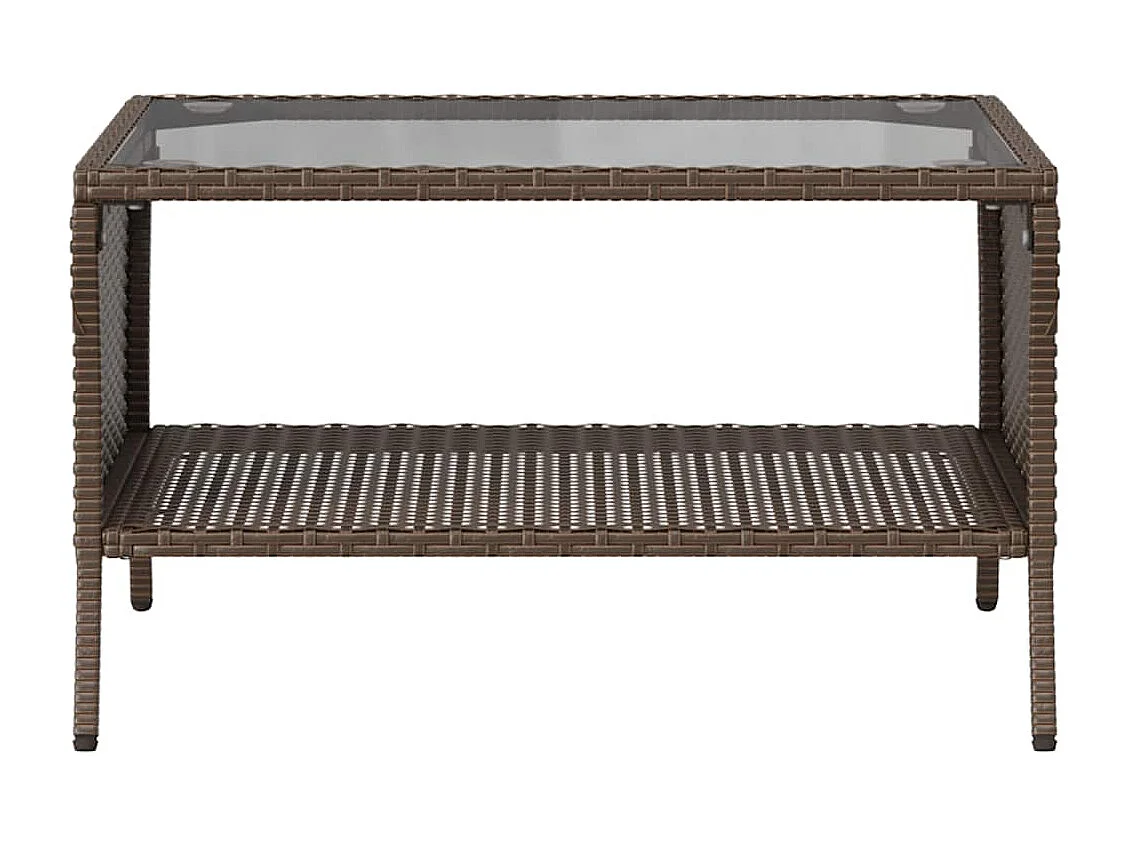 Tuinbank 2-zits met kussens & tafel poly rattan bruin