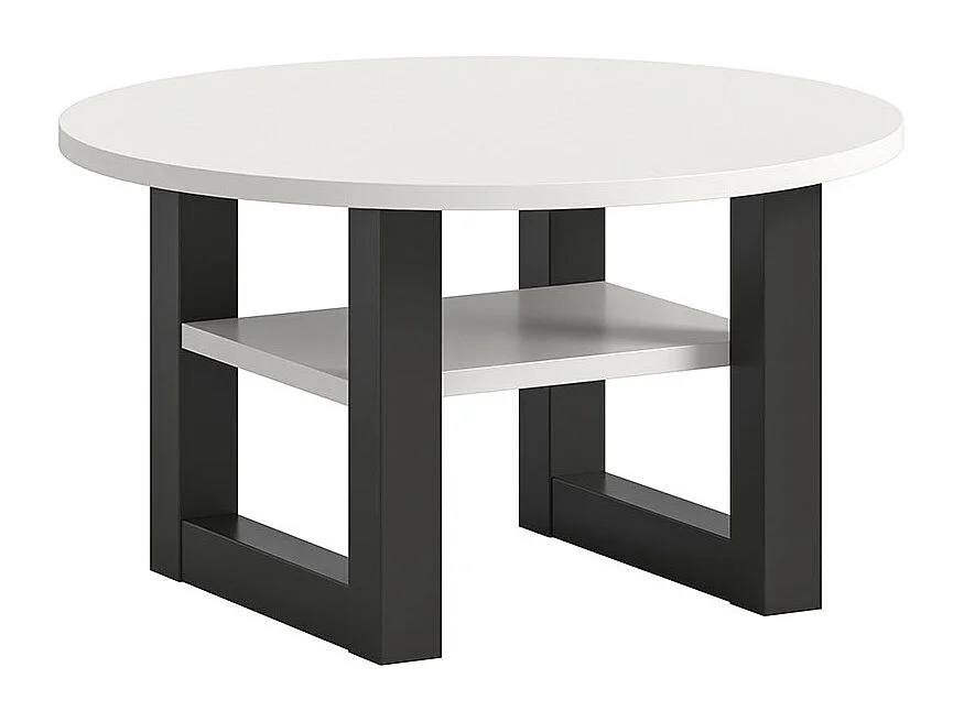 Seattle Couchtisch Ø75 cm 1 Regal weiß.