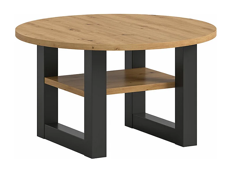 Seattle table basse Ø75 cm 1 étagère chêne décor.