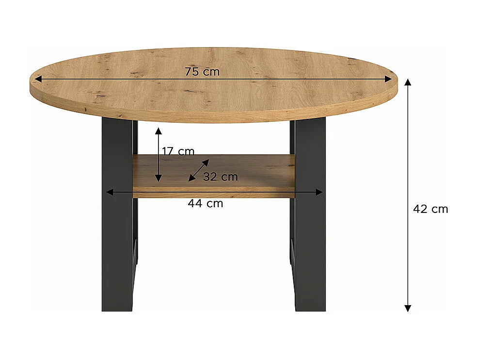 Seattle salontafel Ø75 cm 1 plank eiken decor.