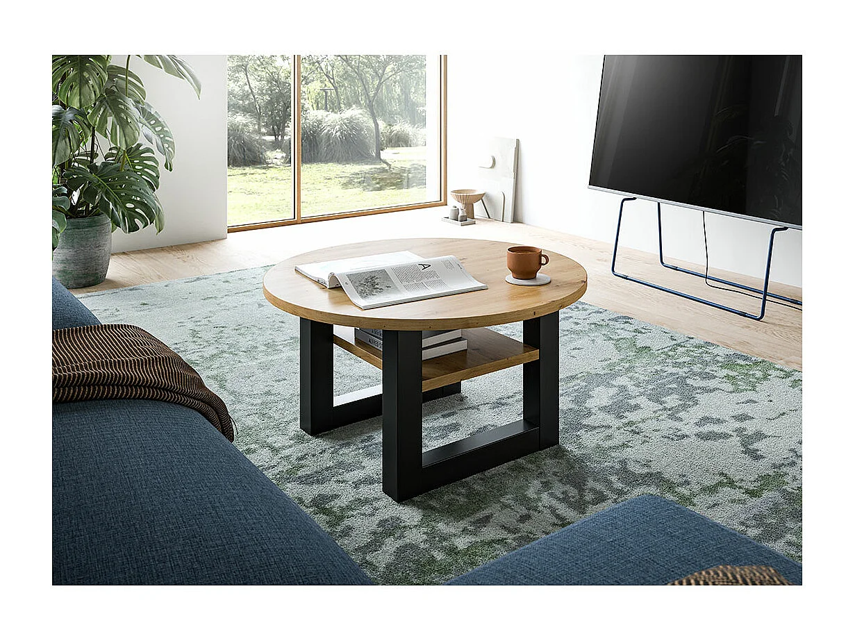 Seattle salontafel Ø75 cm 1 plank eiken decor.