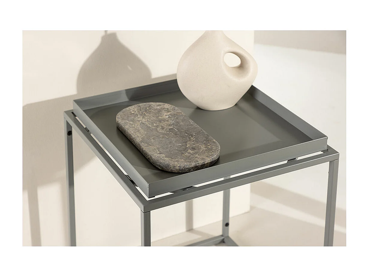 Table d'Appoint en Métal "Porto Alegre" 51cm Gris Foncé