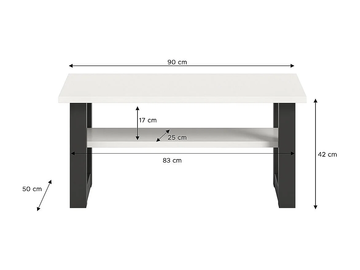 Tavolino Seattle 90x50cm 1 ripiano bianco.