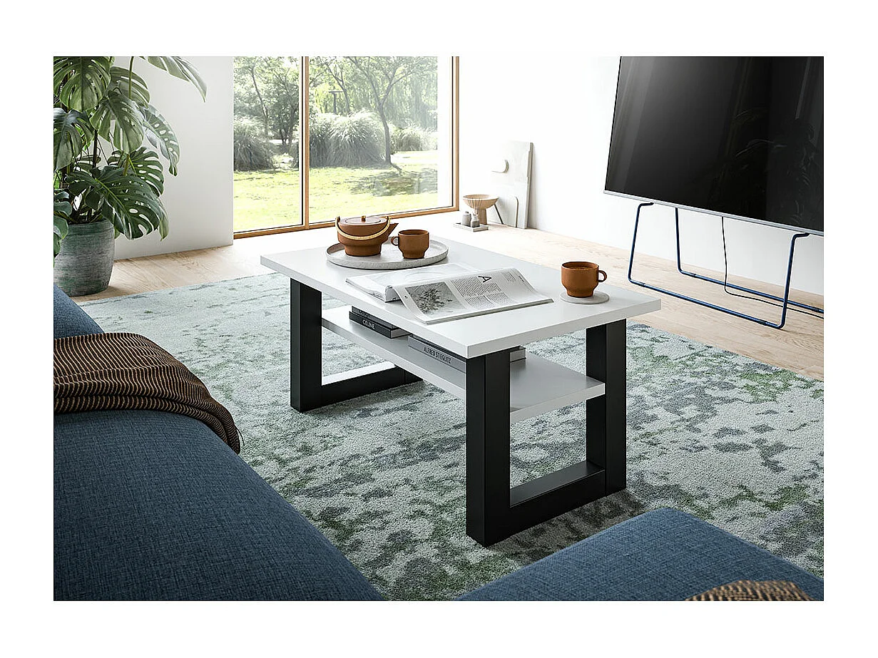 Tavolino Seattle 90x50cm 1 ripiano bianco.