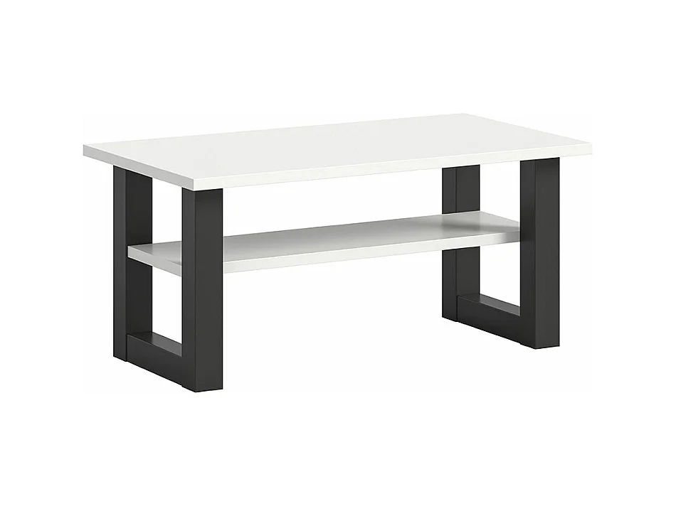 Seattle table basse 90x50 cm 1 étagère blanc.