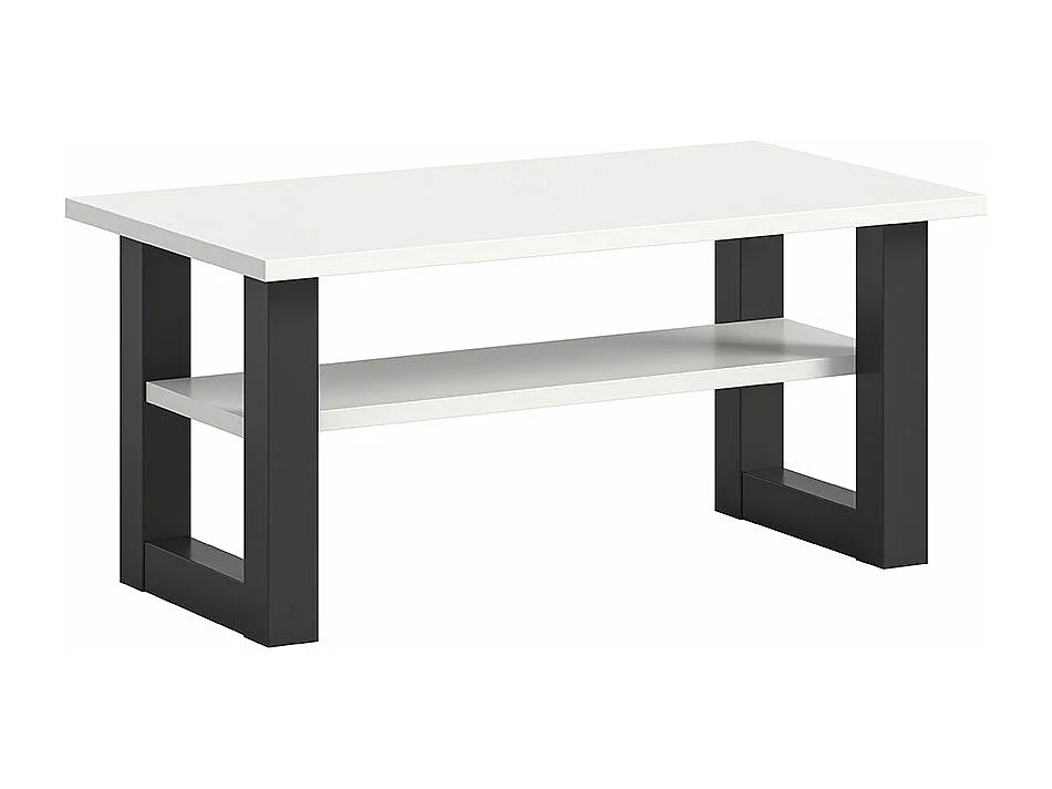 Seattle table basse 90x50 cm 1 étagère blanc.