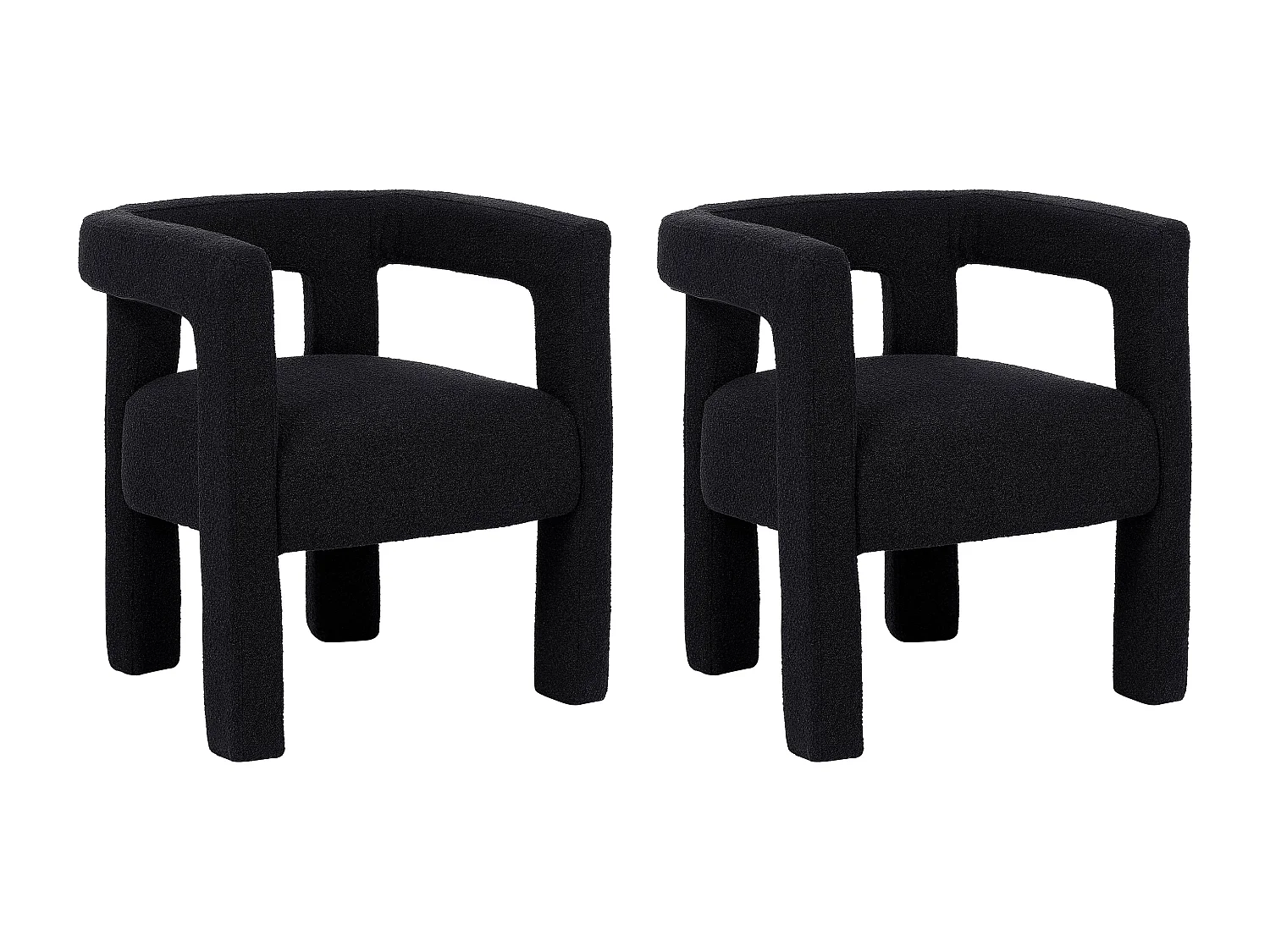 Lot de 2 chaises avec accoudoirs en tissu bouclette et métal - Noir - SOFANA de Pascal MORABITO