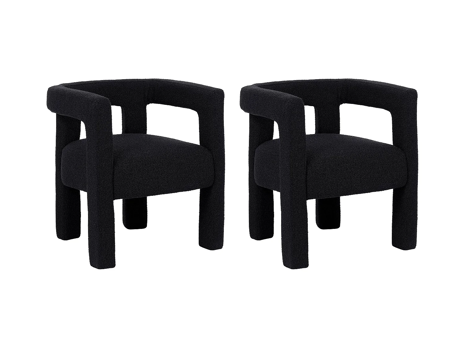 Lot de 2 chaises avec accoudoirs en tissu bouclette et métal - Noir - SOFANA de Pascal MORABITO