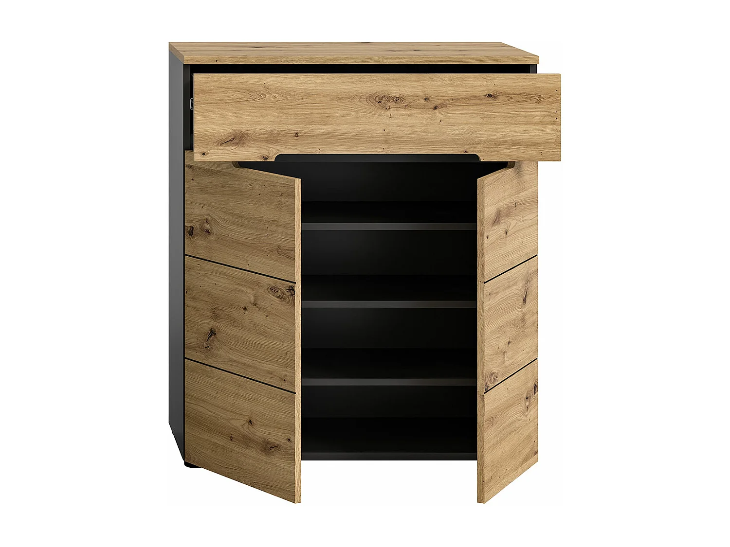 Canu schoenenkast 1 lade 2 deuren eiken decor.