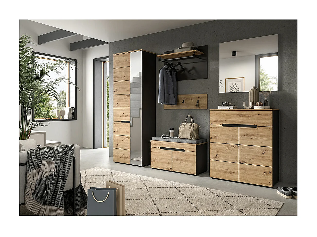 Canu schoenenkast 1 lade 2 deuren eiken decor.