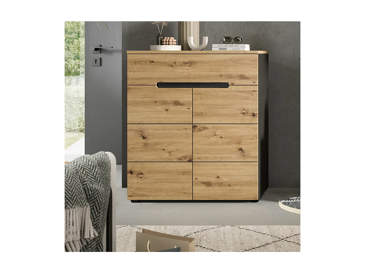 Canu schoenenkast 1 lade 2 deuren eiken decor.