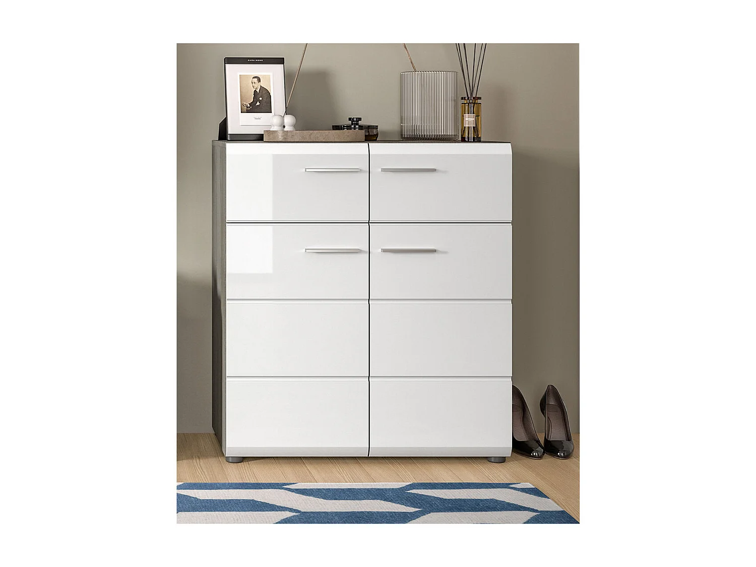 Salsa schoenenkast 2 laden 2 deuren wit hoogglans.