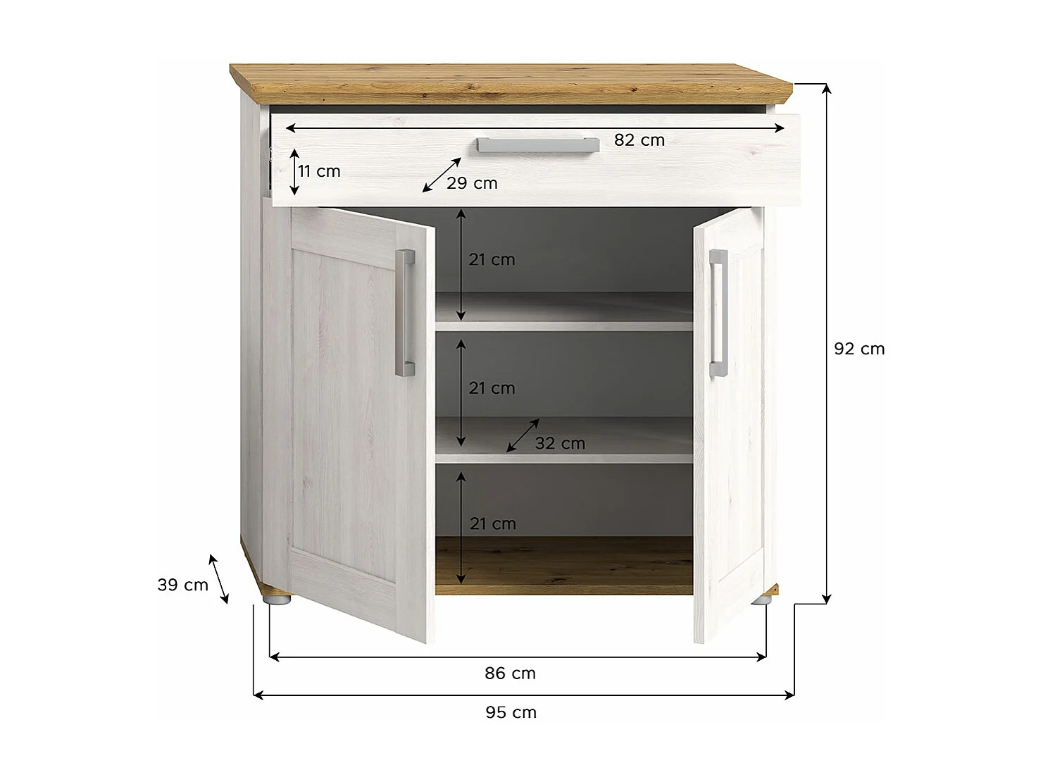 Verona Schuhschrank 1 Schublade 2 Türen Lärche Dekor.