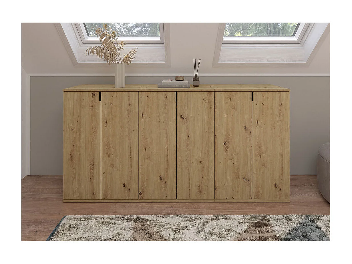 ProjektX meuble à chaussures 2 portes chêne décor.