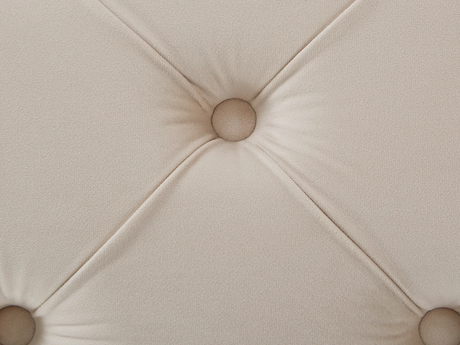 Drie- en tweezits-Chesterfield-bank en -poef van beige velours EDWINA