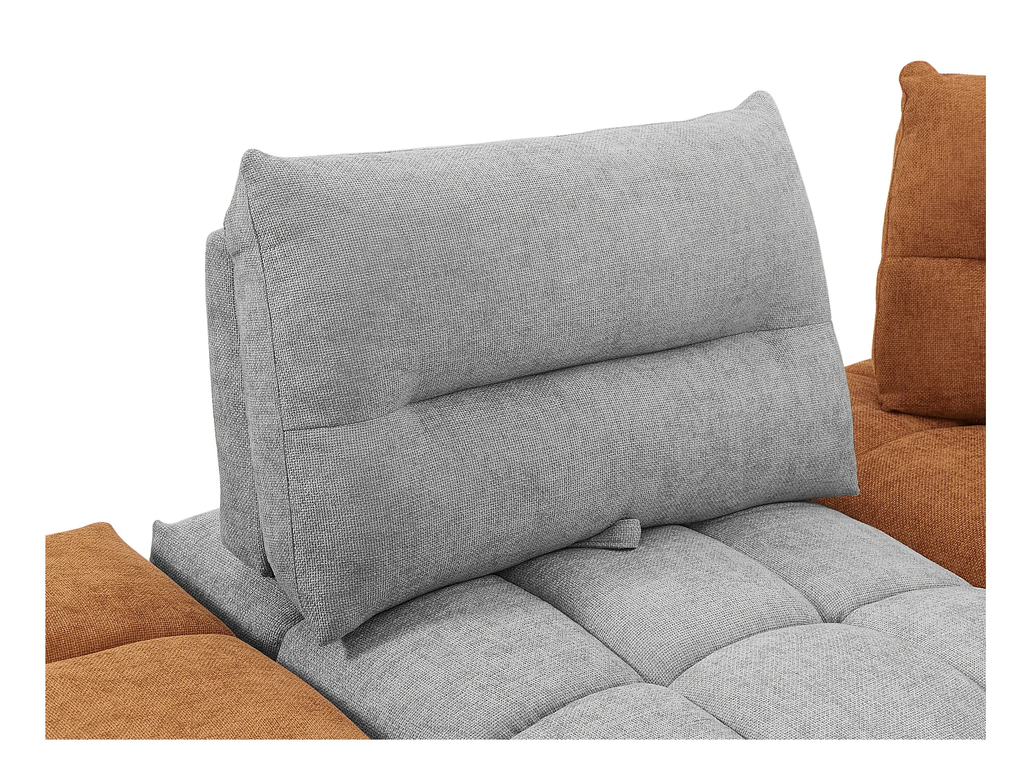 Grande divano angolare schienale avanti-indietro in Tessuto testurizzato Grigio e Terracotta - APOLIU