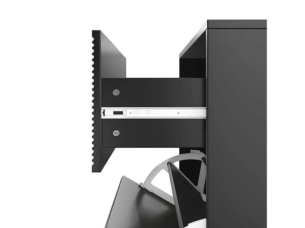 Zapatero, Zapatero con cajones, Zapatero doble con tiradores y patas dorados, 65x25x120,5 cm, Negro