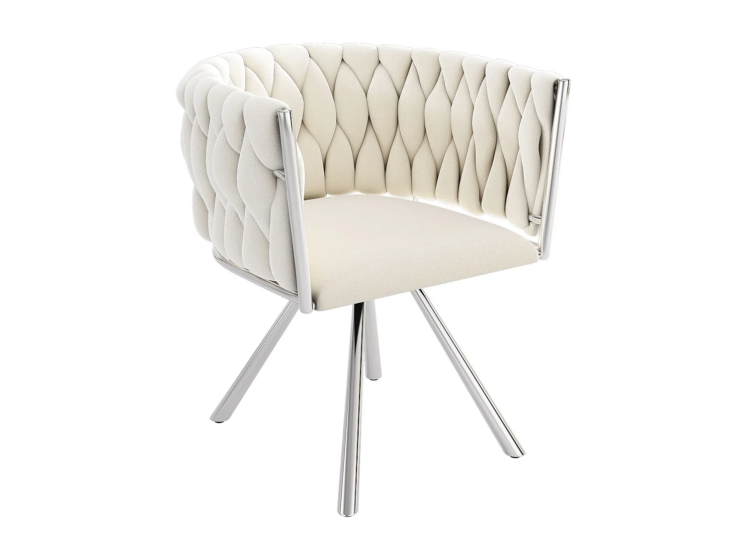 chaise pivotante,chaise de maquillage,chaise de salle à manger,chaise pivotante de loisirs, quatre pieds d'appui en métal, beige+argent,2pcs