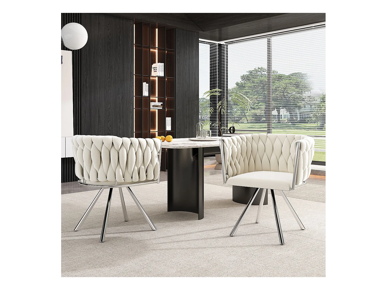 chaise pivotante,chaise de maquillage,chaise de salle à manger,chaise pivotante de loisirs, quatre pieds d'appui en métal, beige+argent,2pcs