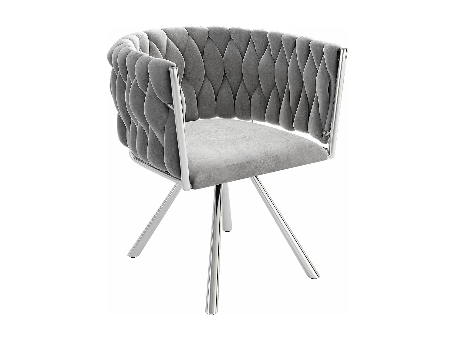 Chaise pivotante,chaise de maquillage,chaise de salle à manger,chaise pivotante de loisirs, quatre pieds d'appui en métal, gris+argent,6pcs