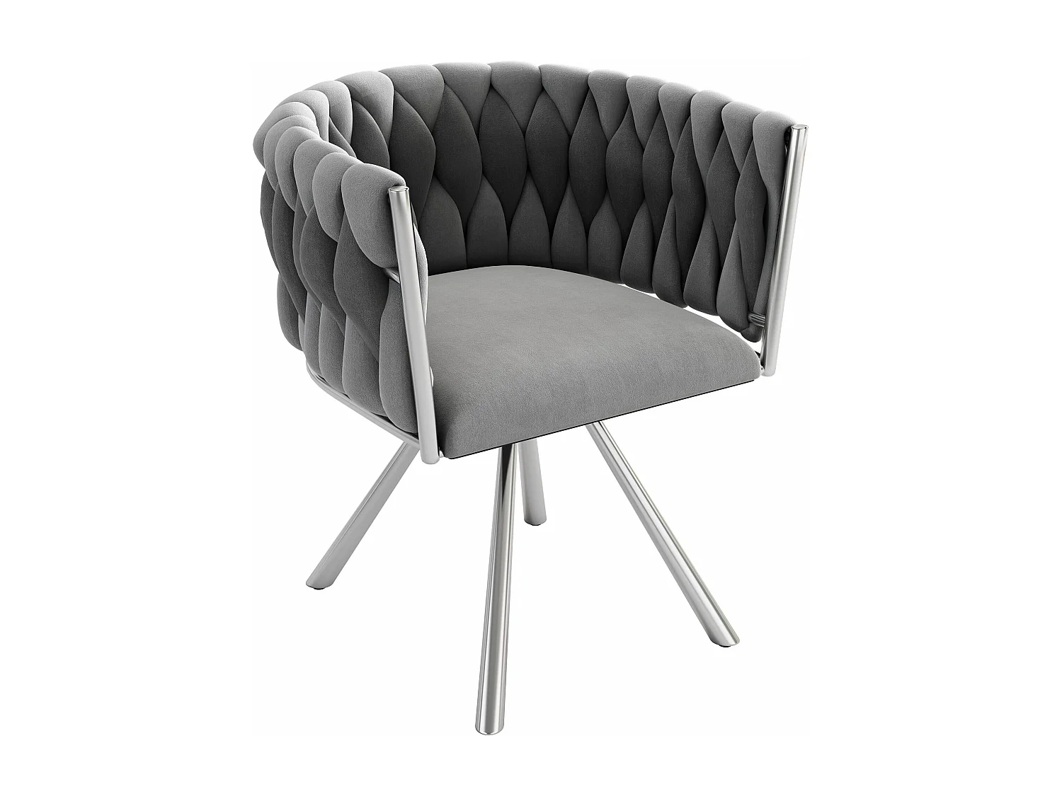 Chaise pivotante,chaise de maquillage,chaise de salle à manger,chaise pivotante de loisirs, quatre pieds d'appui en métal, gris+argent,2pcs