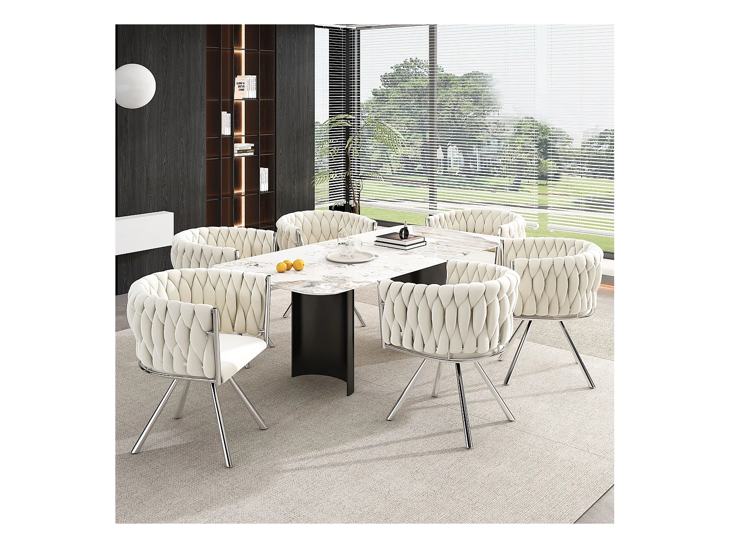 chaise pivotante,chaise de maquillage,chaise de salle à manger,chaise pivotante de loisirs, quatre pieds d'appui en métal, beige+argent,6pcs