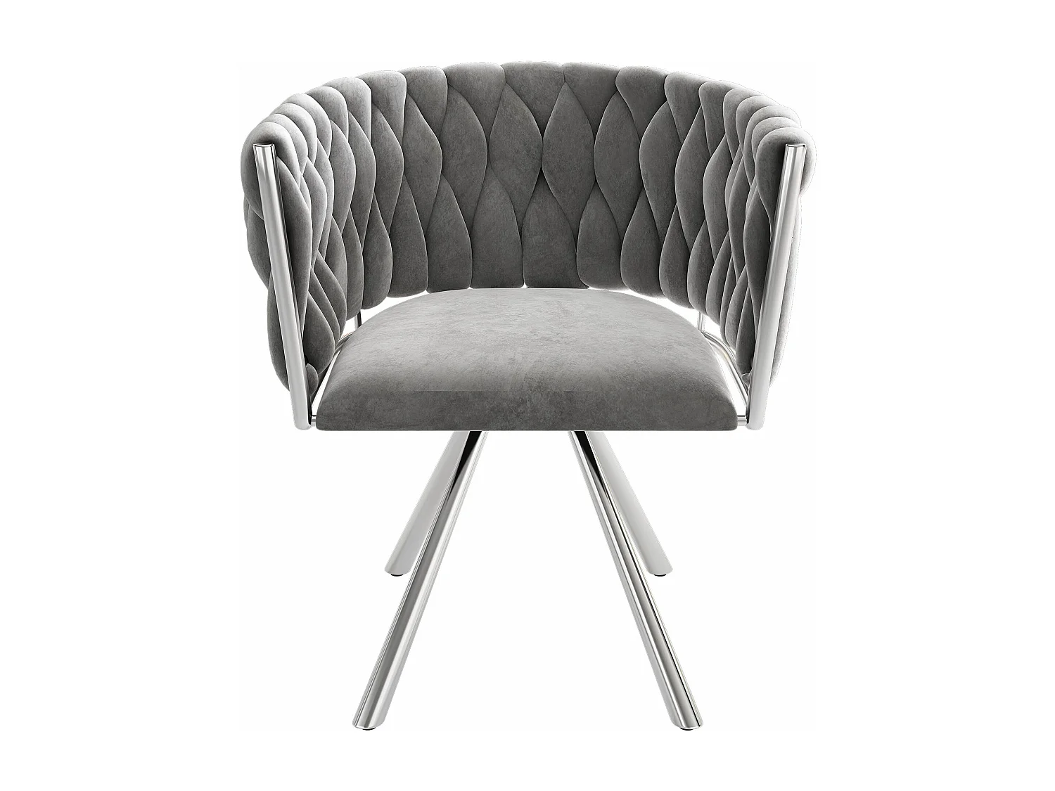 Chaise pivotante,chaise de maquillage,chaise de salle à manger,chaise pivotante de loisirs, quatre pieds d'appui en métal, gris+argent,4pcs