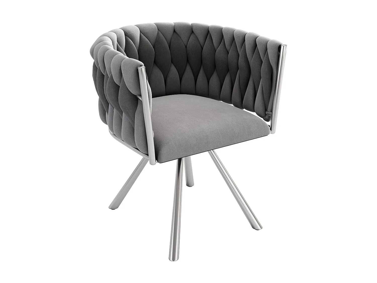 Chaise pivotante,chaise de maquillage,chaise de salle à manger,chaise pivotante de loisirs, quatre pieds d'appui en métal, gris+argent,4pcs